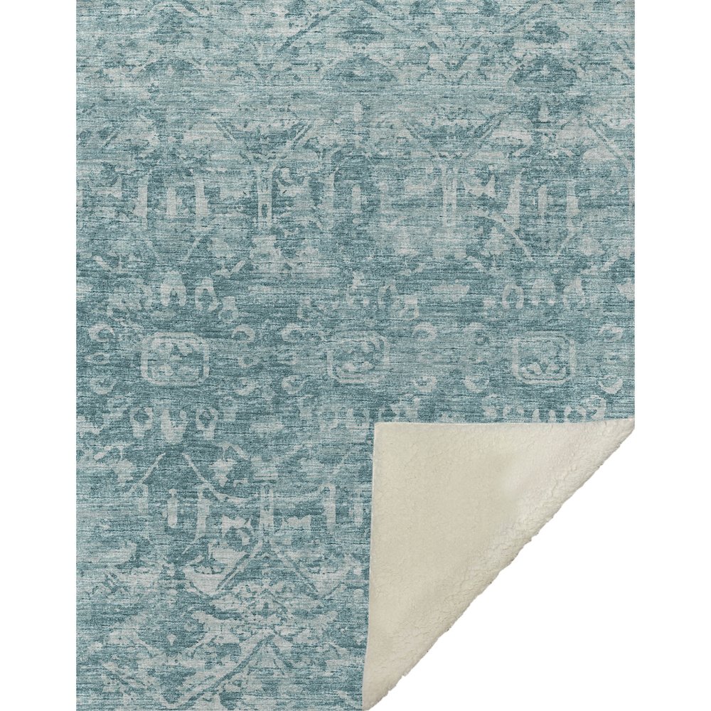 Premium Machine Washable ASB40 Blue 50" x 70" Sherpa Throw Blanket. Picture 1