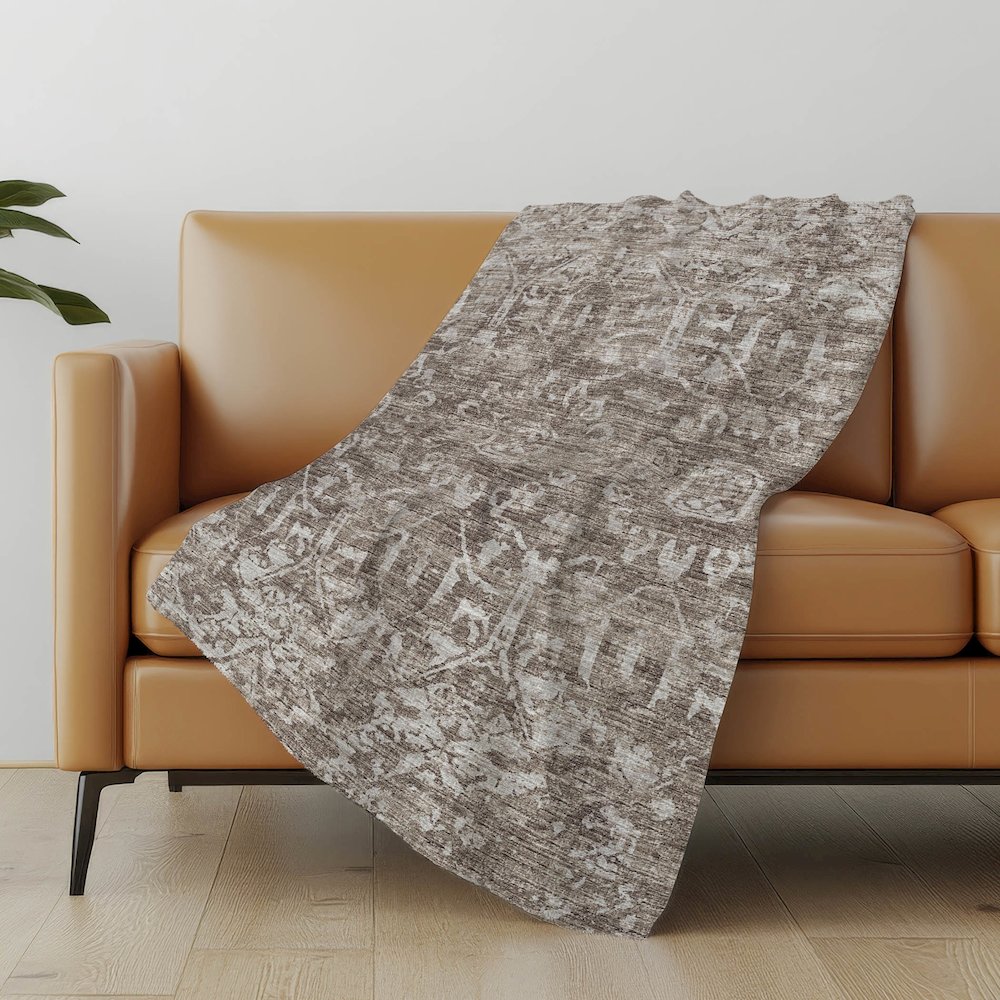 Premium Machine Washable ASB40 Brown 50" x 70" Sherpa Throw Blanket. Picture 4