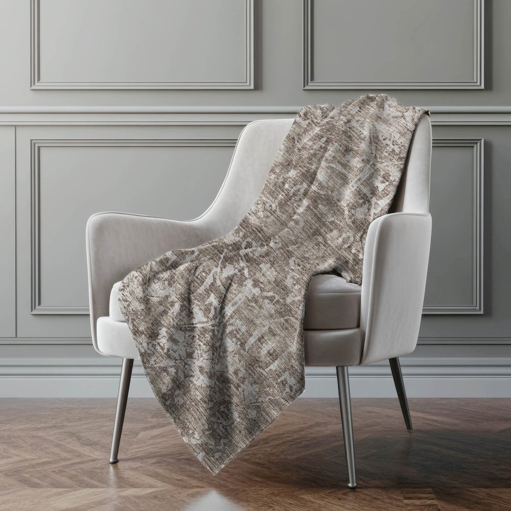 Premium Machine Washable ASB40 Brown 50" x 70" Sherpa Throw Blanket. Picture 5