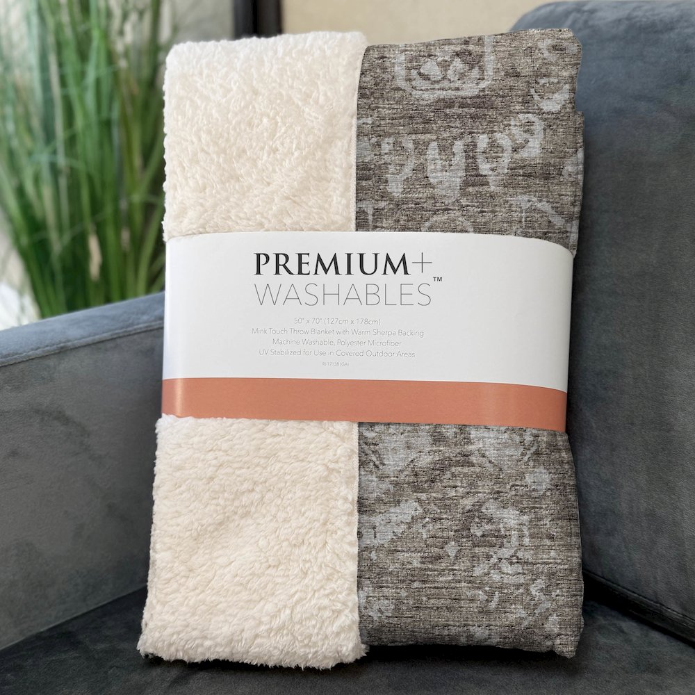 Premium Machine Washable ASB40 Brown 50" x 70" Sherpa Throw Blanket. Picture 3