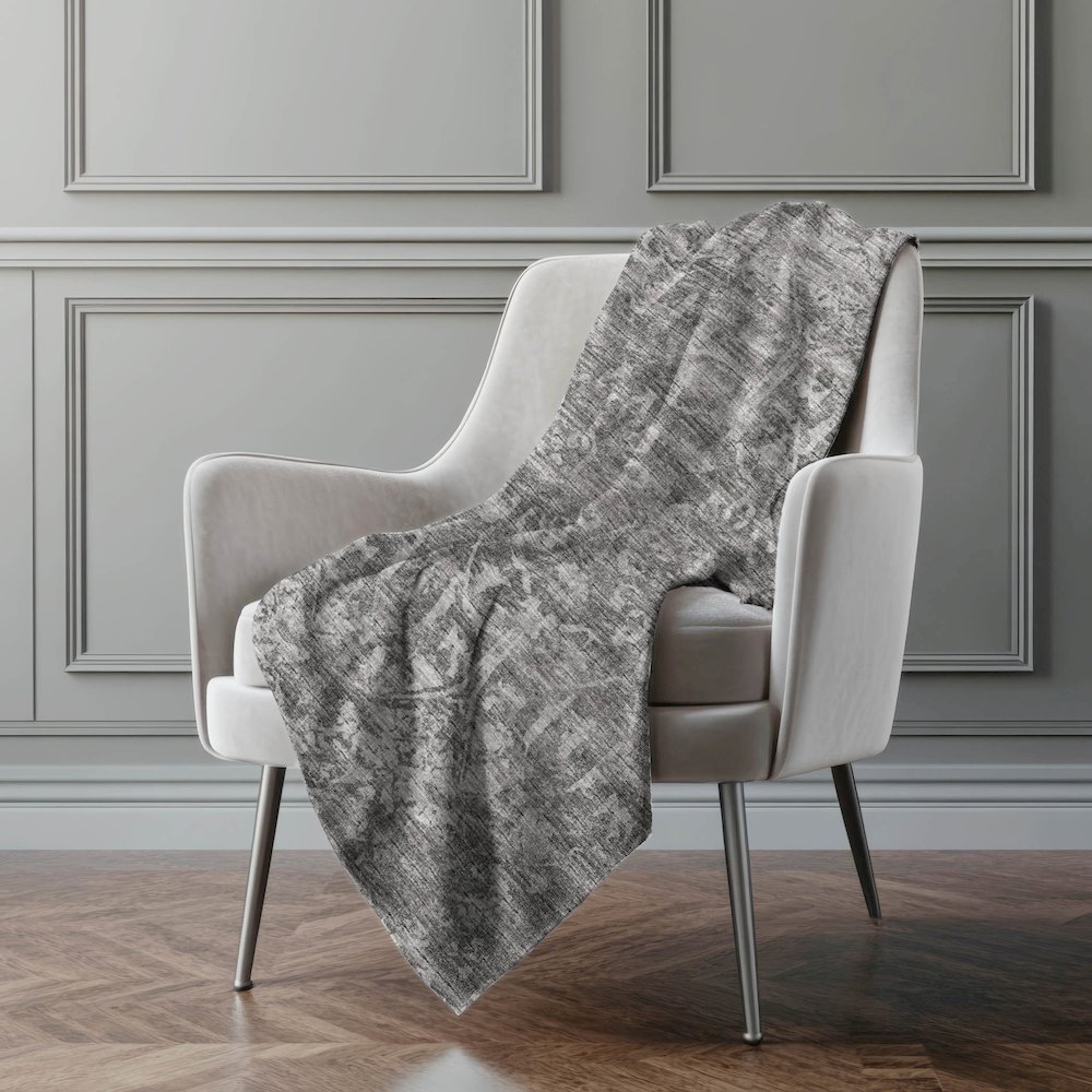 Premium Machine Washable ASB40 Charcoal 50" x 70" Sherpa Throw Blanket. Picture 5