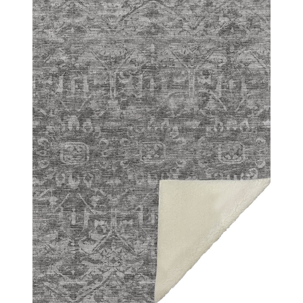 Premium Machine Washable ASB40 Charcoal 50" x 70" Sherpa Throw Blanket. Picture 1