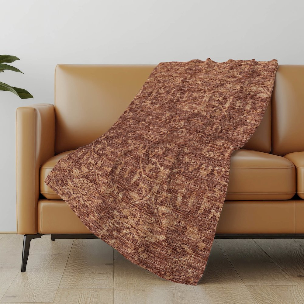 Premium Machine Washable ASB40 Clay 50" x 70" Sherpa Throw Blanket. Picture 4