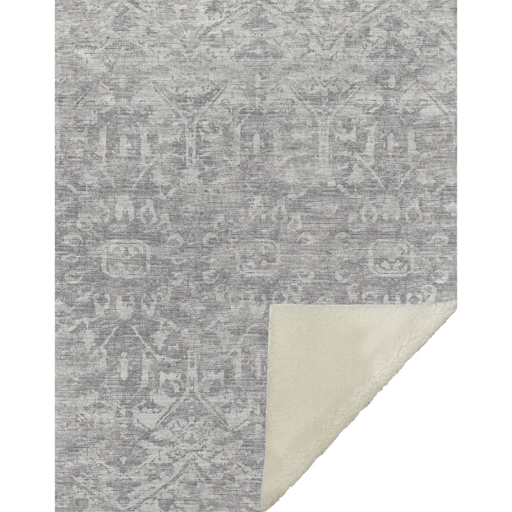 Premium Machine Washable ASB40 Gray 50" x 70" Sherpa Throw Blanket. Picture 1