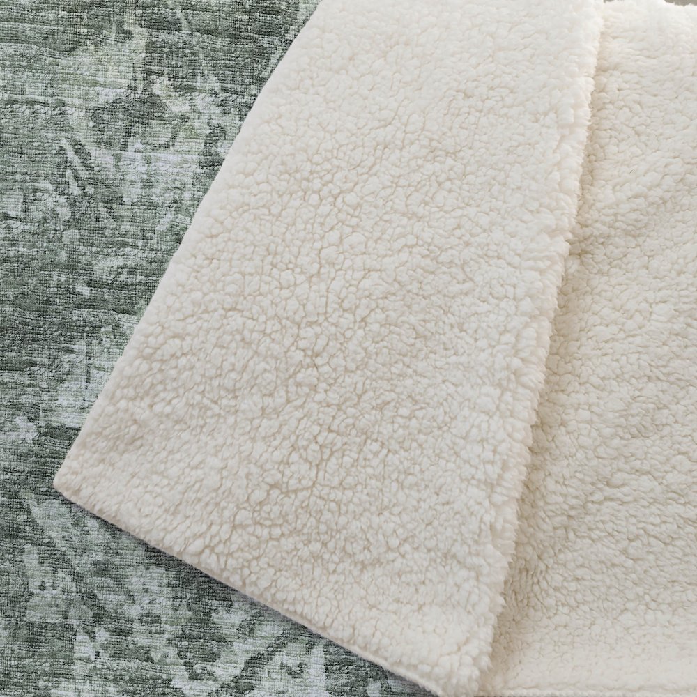 Premium Machine Washable ASB40 Green 50" x 70" Sherpa Throw Blanket. Picture 2