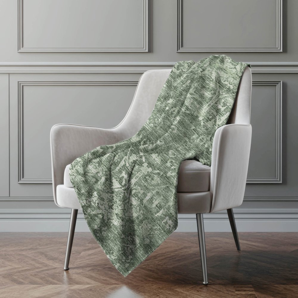Premium Machine Washable ASB40 Green 50" x 70" Sherpa Throw Blanket. Picture 5
