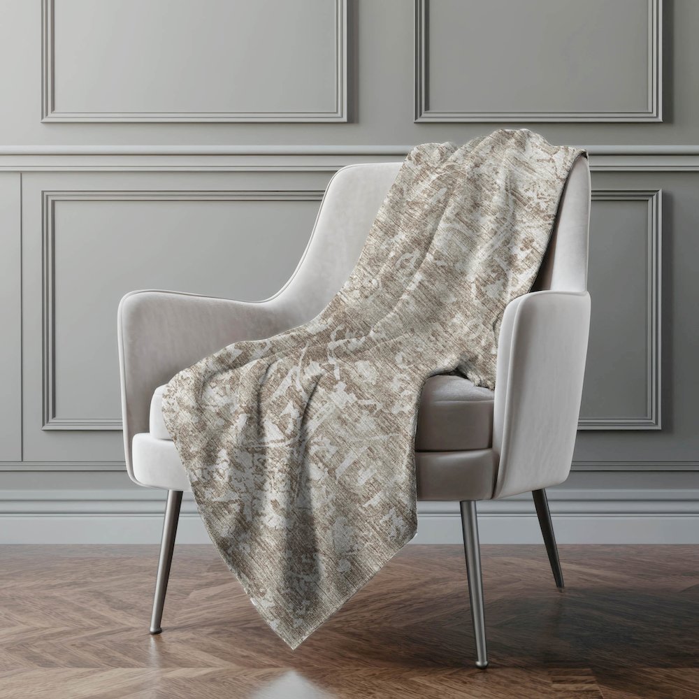 Premium Machine Washable ASB40 Taupe 50" x 70" Sherpa Throw Blanket. Picture 5