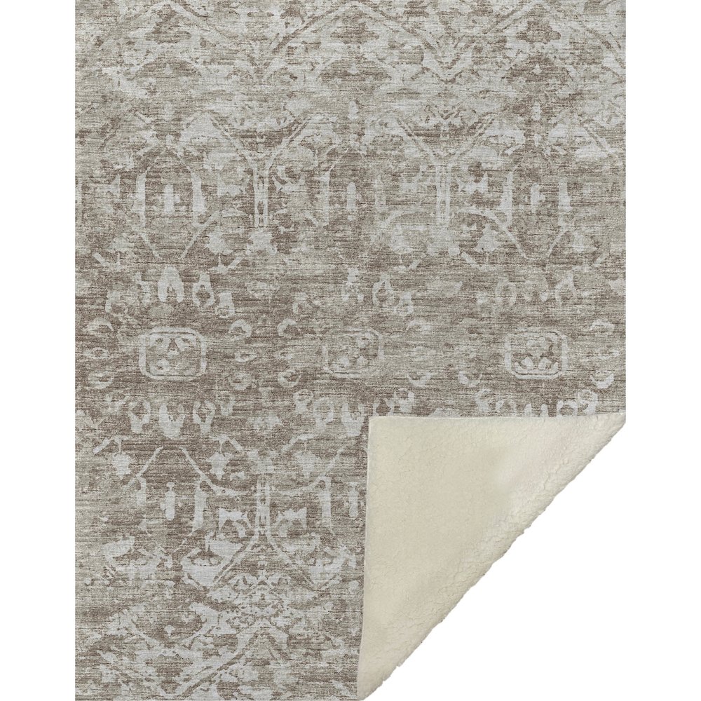 Premium Machine Washable ASB40 Taupe 50" x 70" Sherpa Throw Blanket. Picture 1