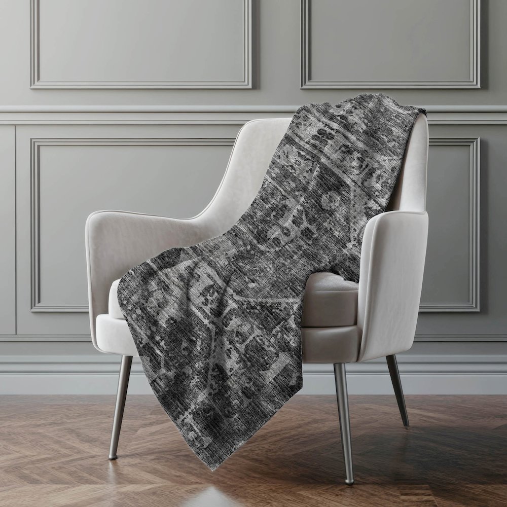 Premium Machine Washable ASB41 Black 50" x 70" Sherpa Throw Blanket. Picture 5