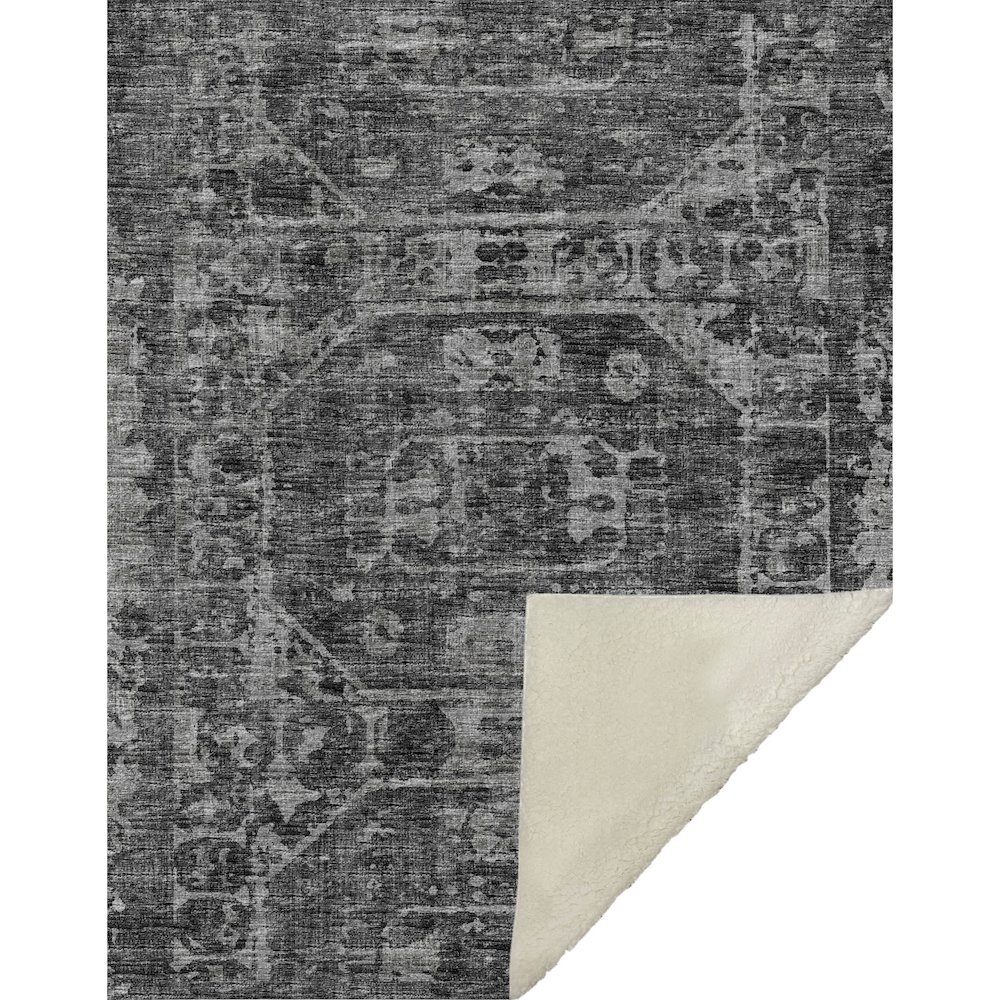 Premium Machine Washable ASB41 Black 50" x 70" Sherpa Throw Blanket. Picture 1
