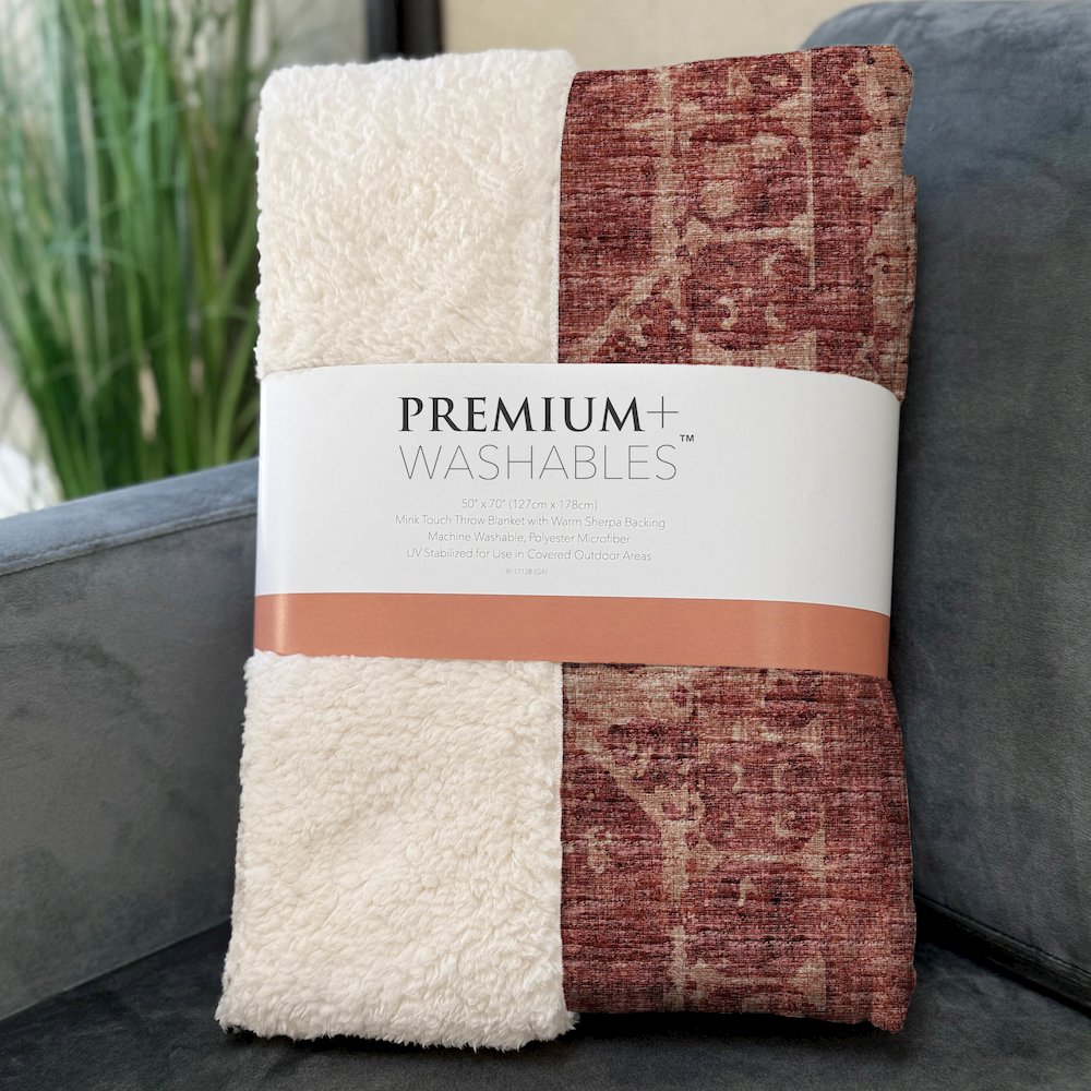 Premium Machine Washable ASB41 Spice 50" x 70" Sherpa Throw Blanket. Picture 3