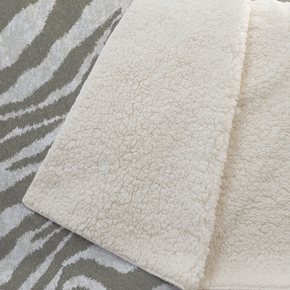 Premium Machine Washable ASB42 Taupe 50" x 70" Sherpa Throw Blanket. Picture 2