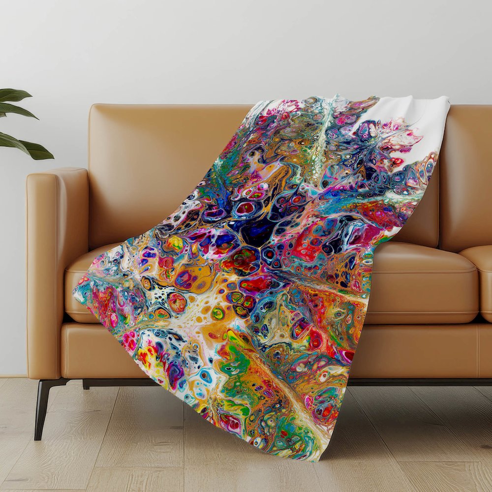 Premium Machine Washable ASB46 Kaleidoscope 50" x 70" Sherpa Throw Blanket. Picture 4