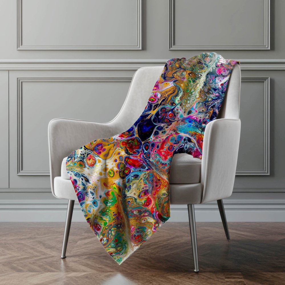 Premium Machine Washable ASB46 Kaleidoscope 50" x 70" Sherpa Throw Blanket. Picture 5