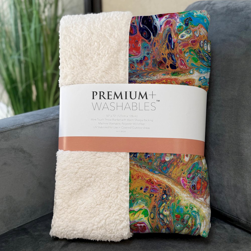 Premium Machine Washable ASB46 Kaleidoscope 50" x 70" Sherpa Throw Blanket. Picture 3