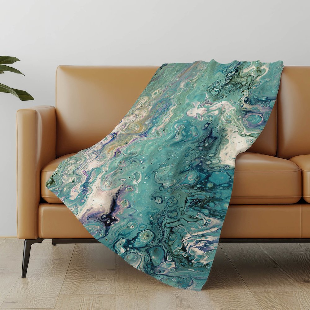 Premium Machine Washable ASB49 Seaglass 50" x 70" Sherpa Throw Blanket. Picture 4