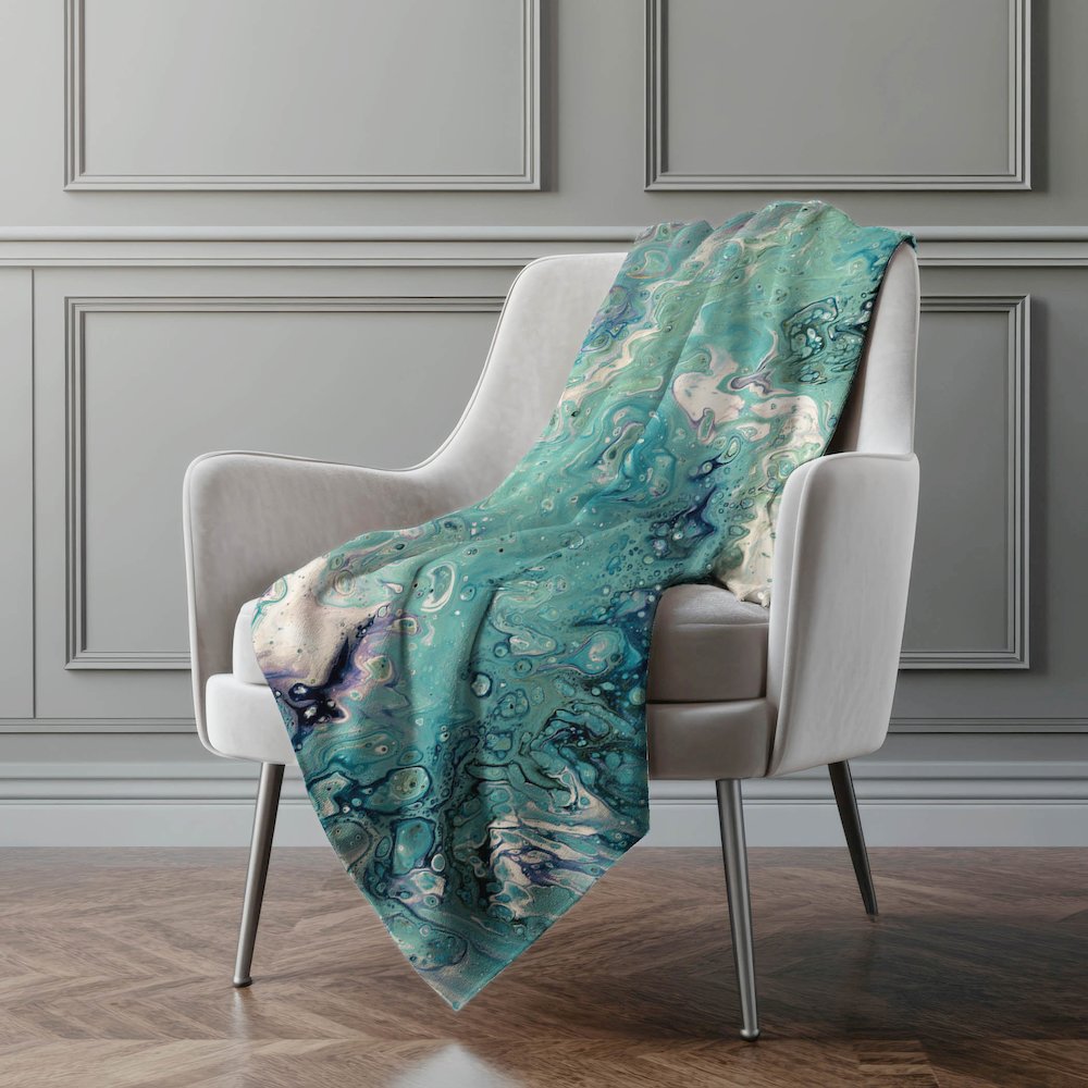 Premium Machine Washable ASB49 Seaglass 50" x 70" Sherpa Throw Blanket. Picture 5