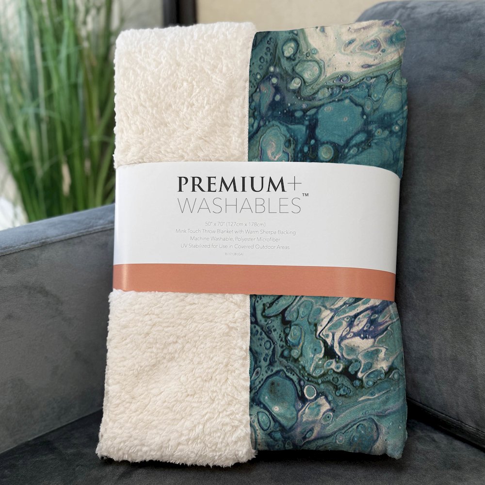 Premium Machine Washable ASB49 Seaglass 50" x 70" Sherpa Throw Blanket. Picture 3
