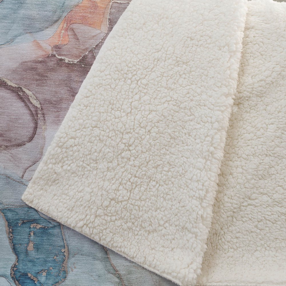 Premium Machine Washable ASB500 Blue 50" x 70" Sherpa Throw Blanket. Picture 2