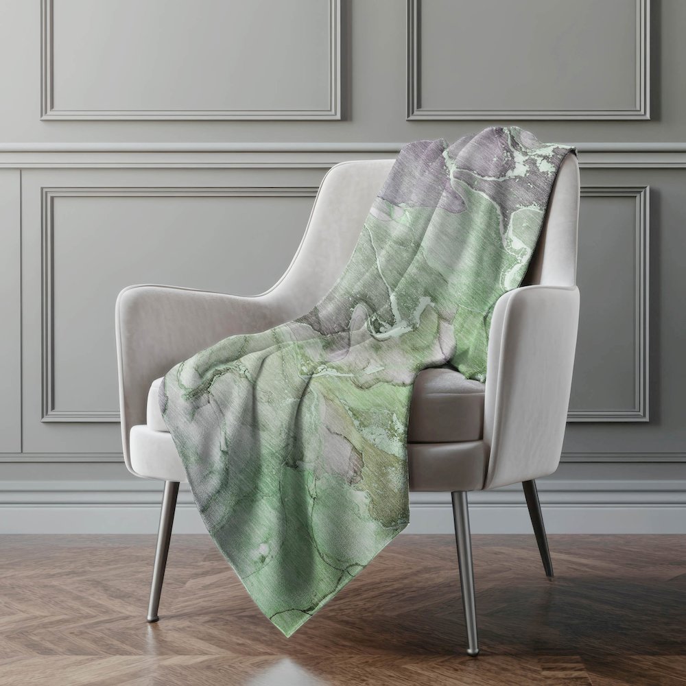 Premium Machine Washable ASB500 Green 50" x 70" Sherpa Throw Blanket. Picture 4