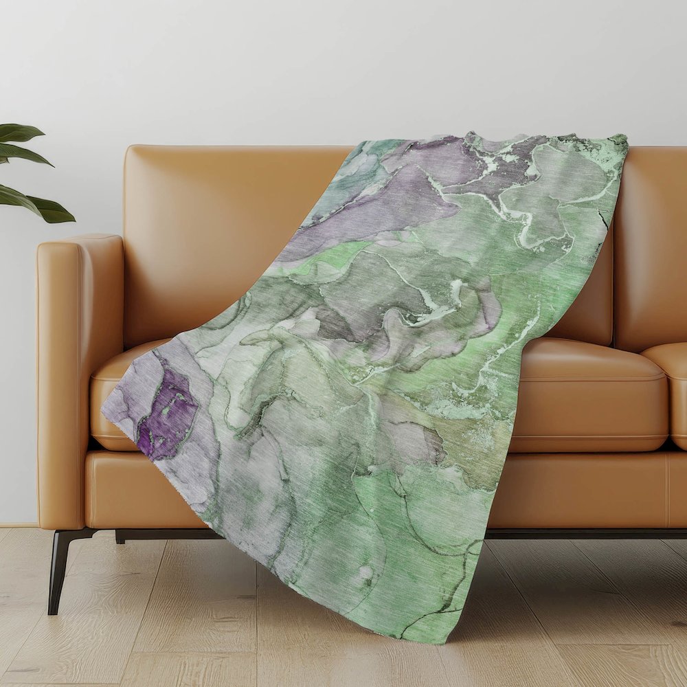 Premium Machine Washable ASB500 Green 50" x 70" Sherpa Throw Blanket. Picture 5