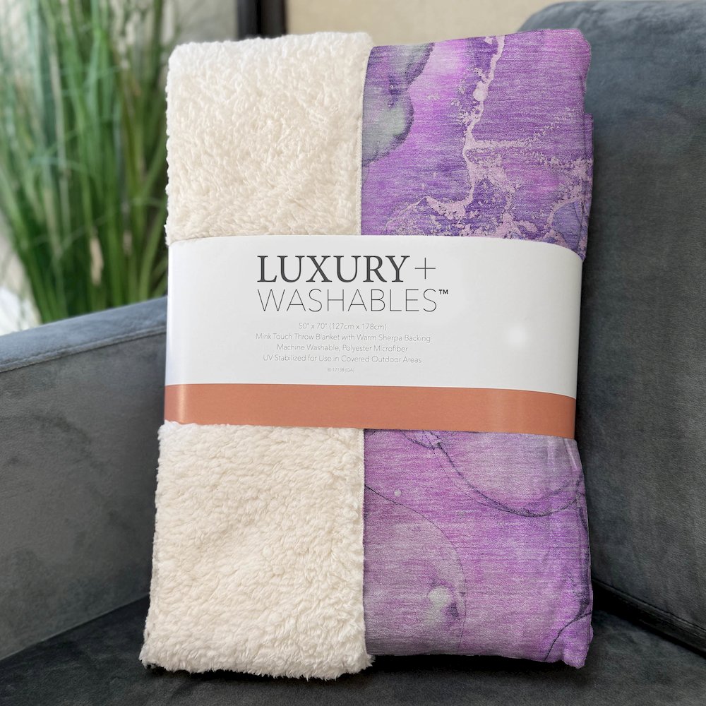 Premium Machine Washable ASB500 Purple 50" x 70" Sherpa Throw Blanket. Picture 3