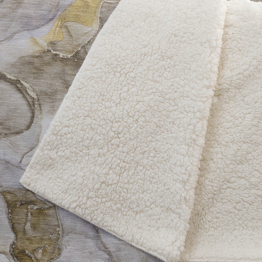 Premium Machine Washable ASB500 Taupe 50" x 70" Sherpa Throw Blanket. Picture 2