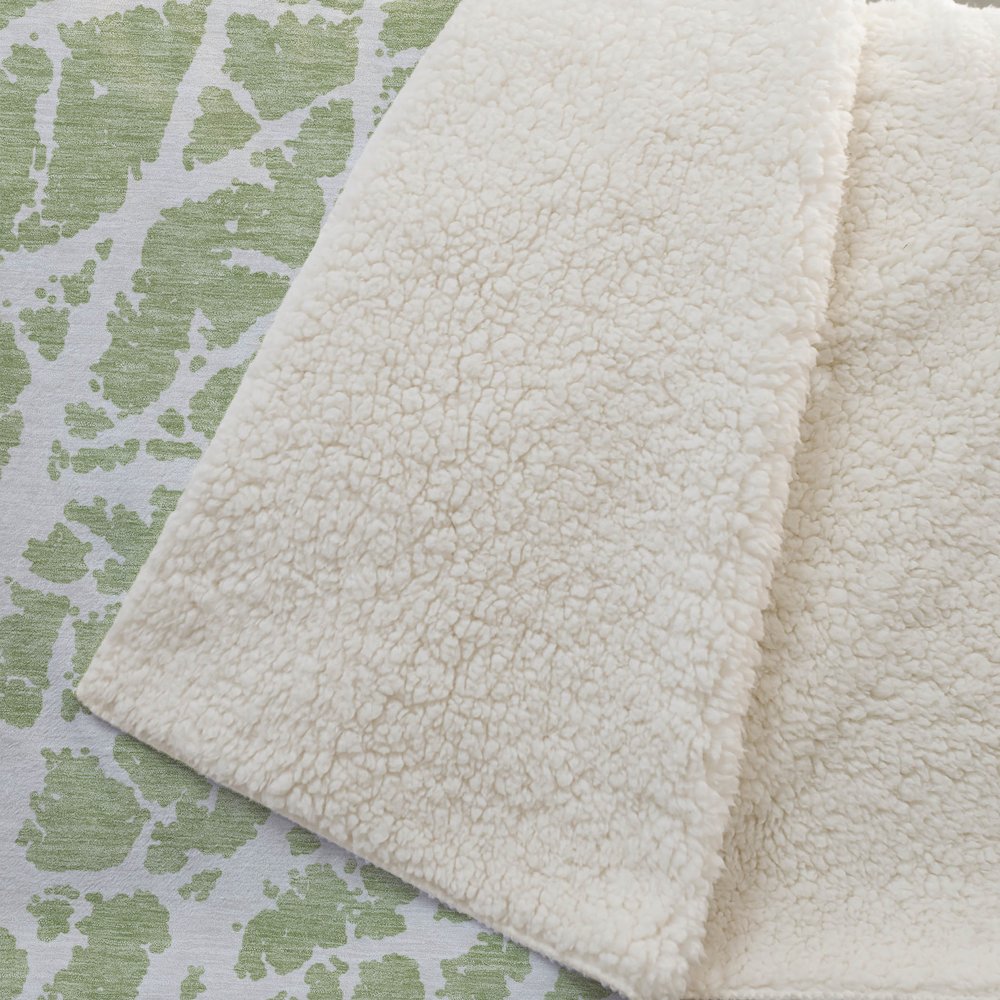 Premium Machine Washable ASB501 Aloe 50" x 70" Sherpa Throw Blanket. Picture 2