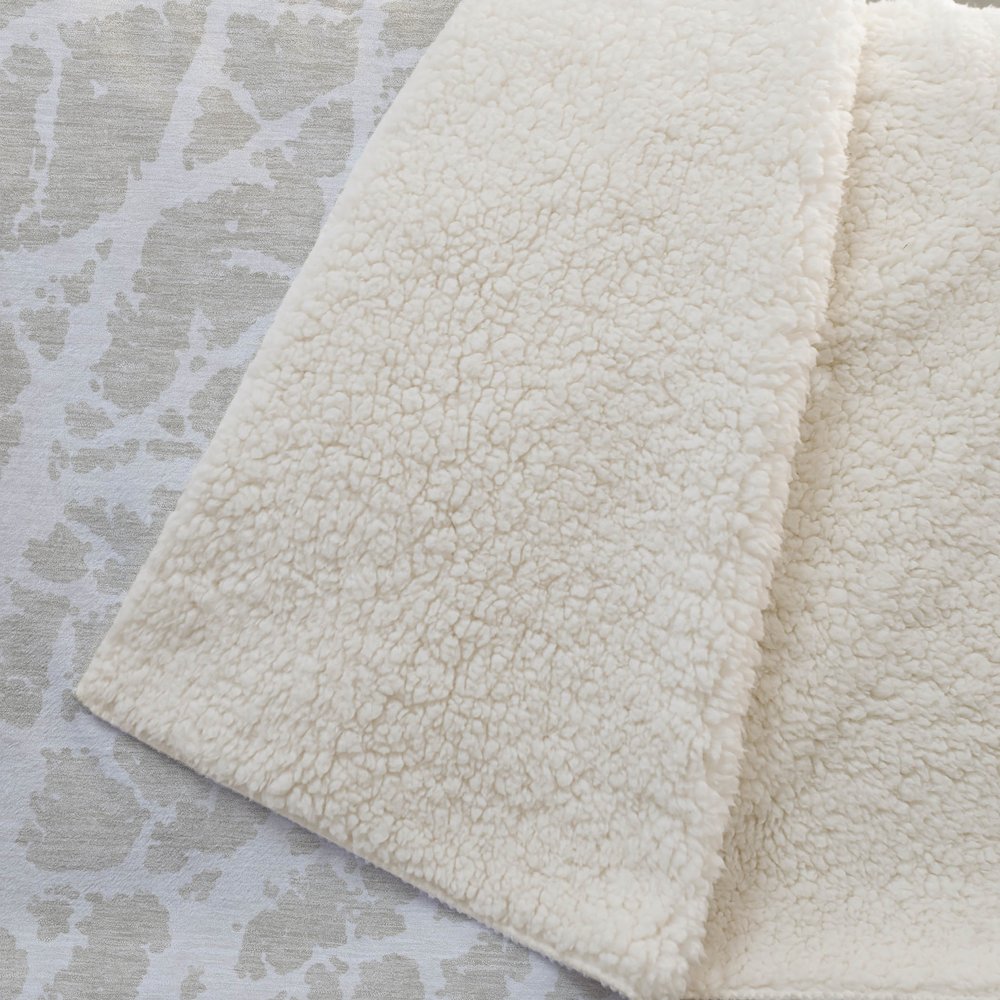 Premium Machine Washable ASB501 Beige 50" x 70" Sherpa Throw Blanket. Picture 2