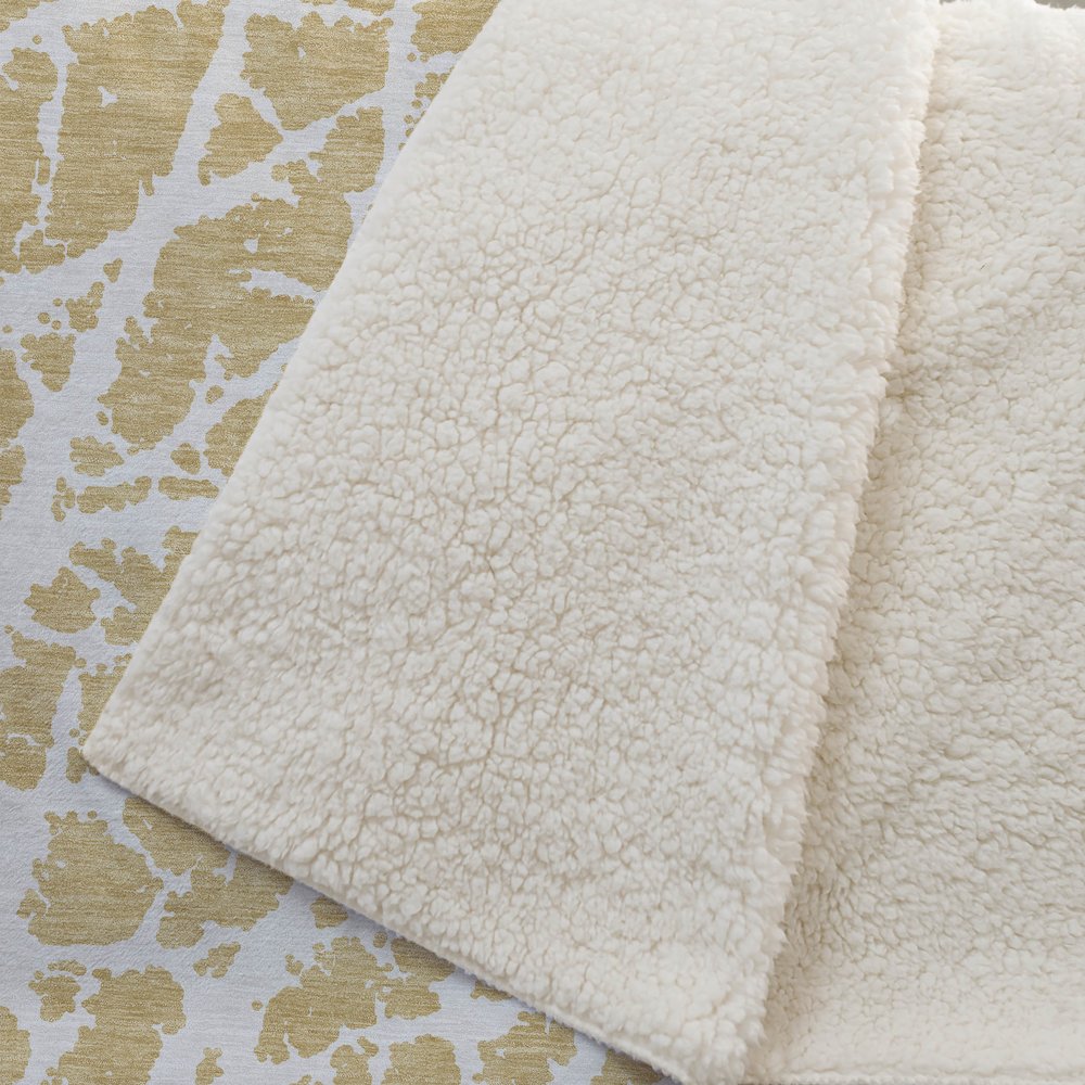 Premium Machine Washable ASB501 Gold 50" x 70" Sherpa Throw Blanket. Picture 2