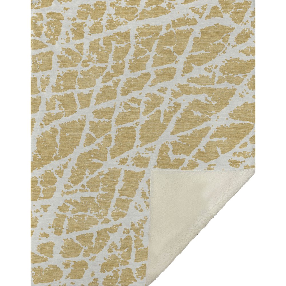 Premium Machine Washable ASB501 Gold 50" x 70" Sherpa Throw Blanket. Picture 1