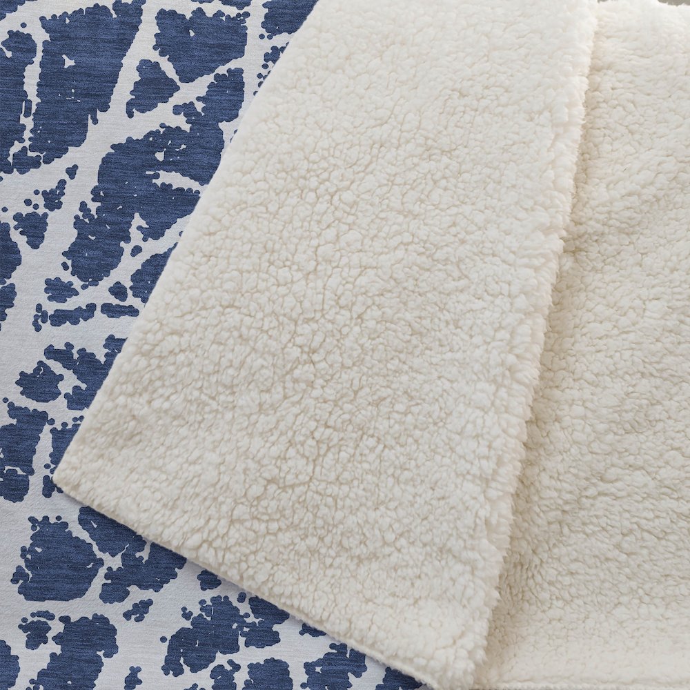 Premium Machine Washable ASB501 Navy 50" x 70" Sherpa Throw Blanket. Picture 2