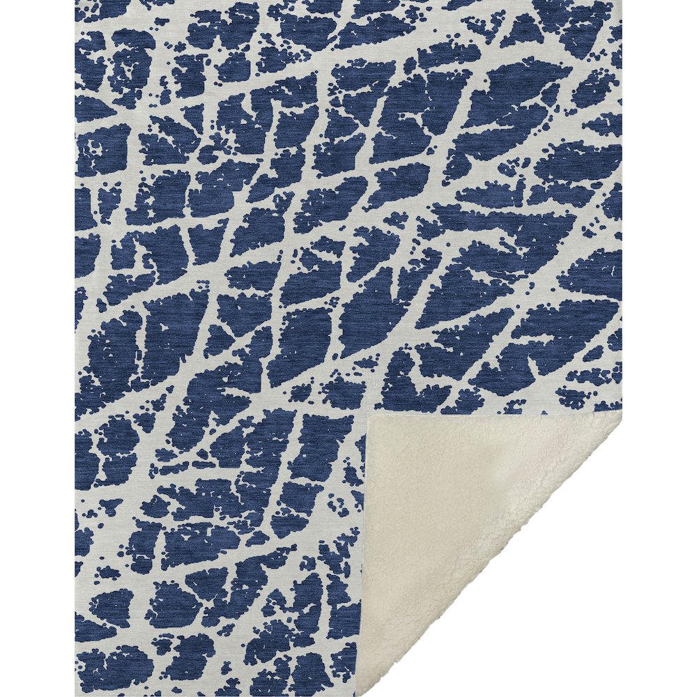 Premium Machine Washable ASB501 Navy 50" x 70" Sherpa Throw Blanket. Picture 1