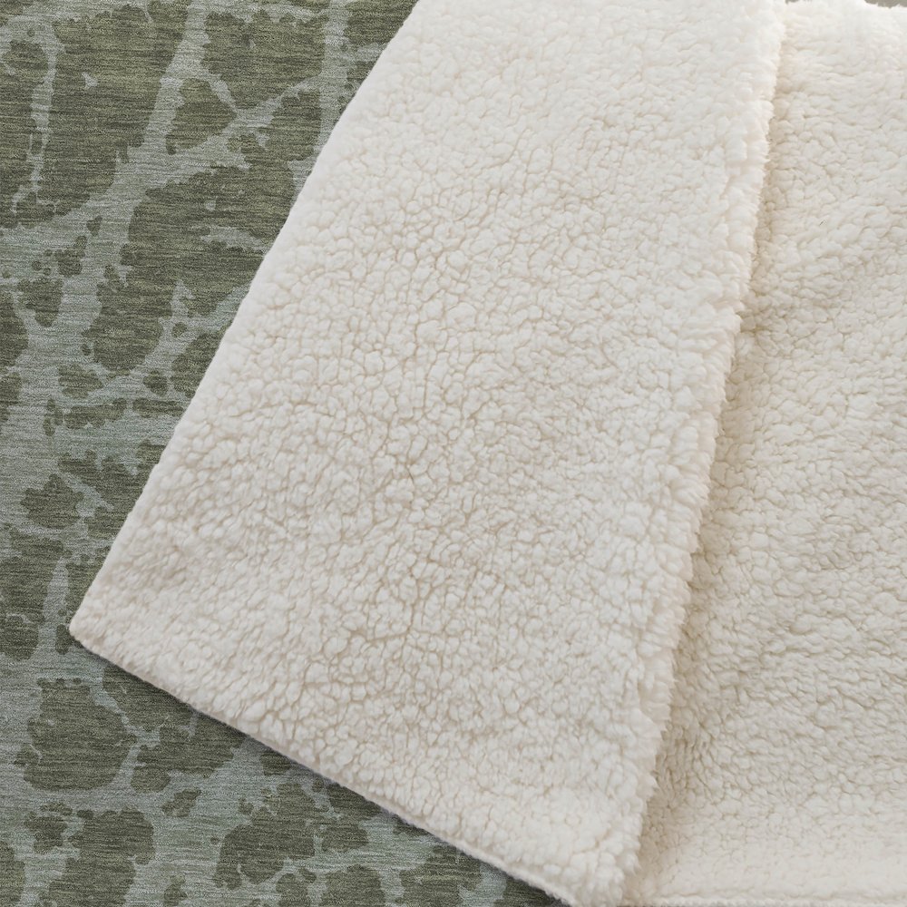 Premium Machine Washable ASB501 Olive 50" x 70" Sherpa Throw Blanket. Picture 2