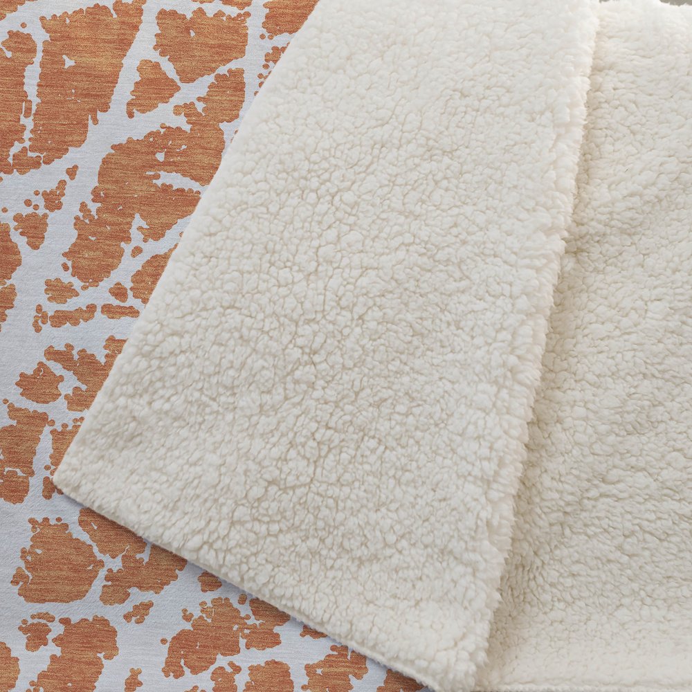 Premium Machine Washable ASB501 Orange 50" x 70" Sherpa Throw Blanket. Picture 2