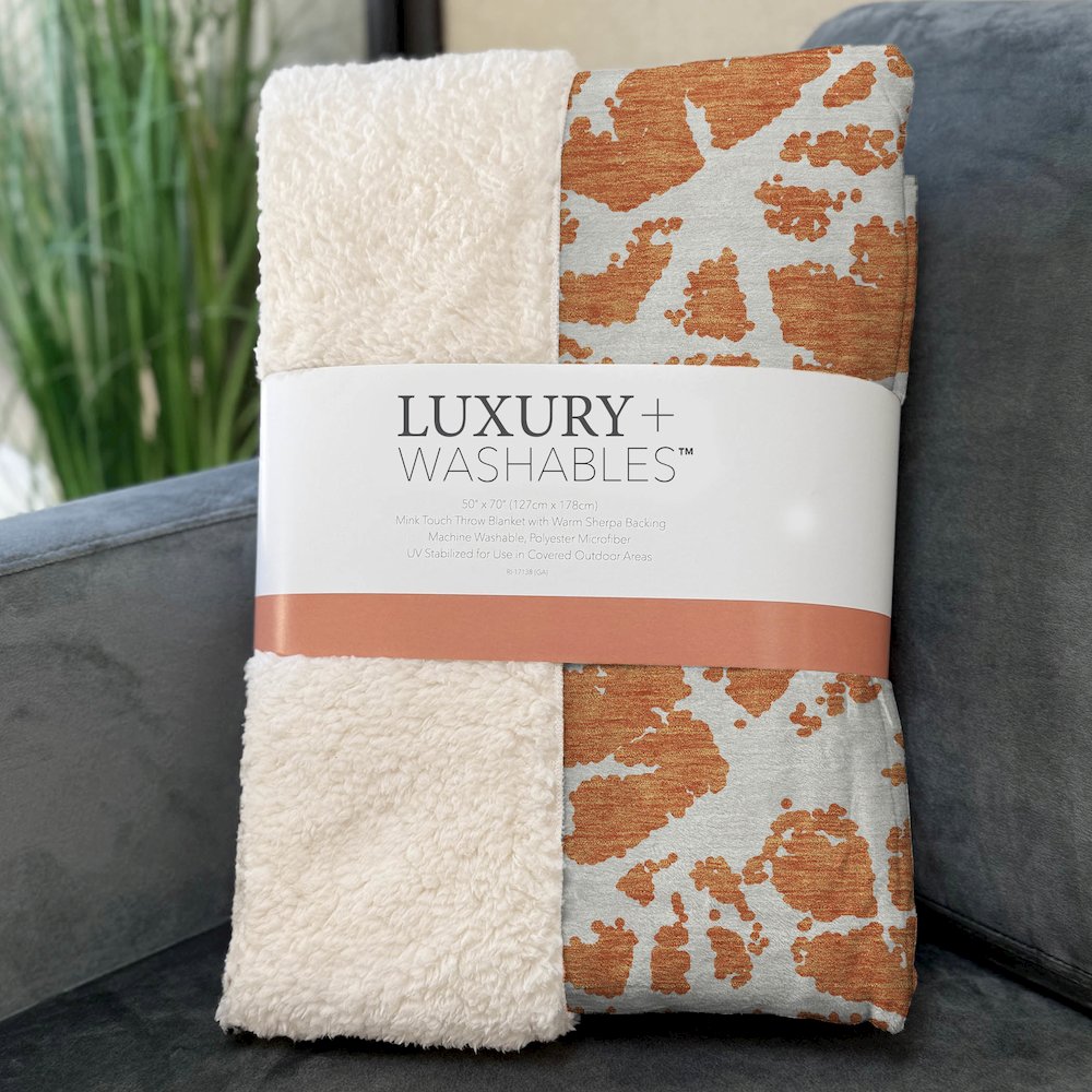 Premium Machine Washable ASB501 Orange 50" x 70" Sherpa Throw Blanket. Picture 3