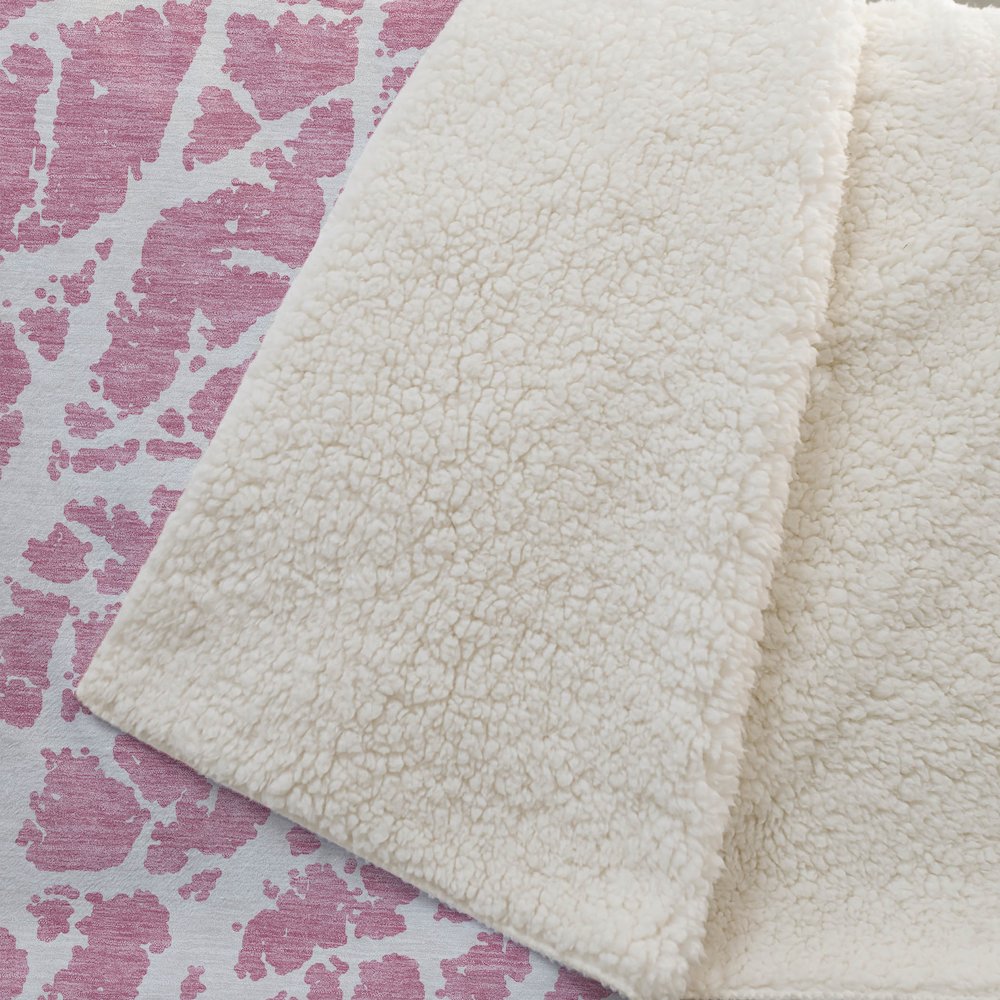 Premium Machine Washable ASB501 Pink 50" x 70" Sherpa Throw Blanket. Picture 2