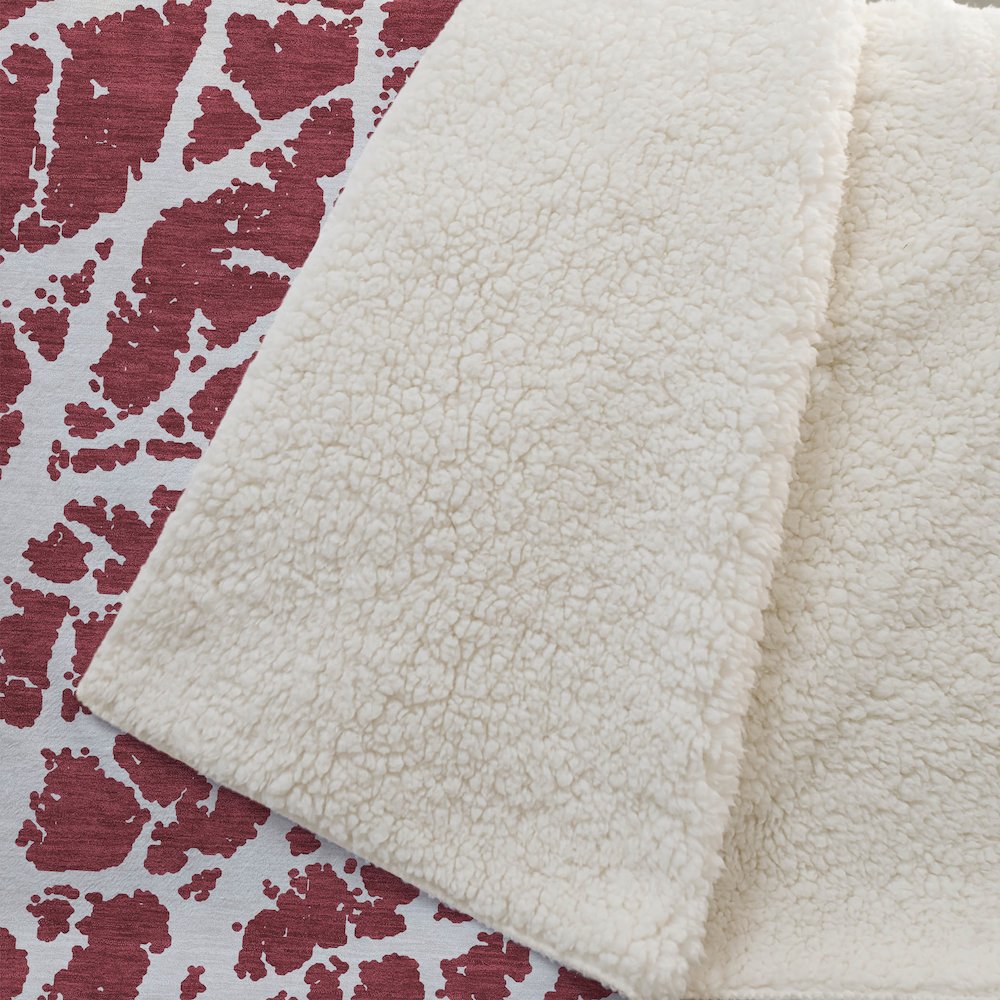 Premium Machine Washable ASB501 Red 50" x 70" Sherpa Throw Blanket. Picture 2