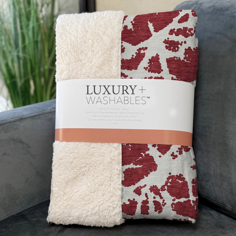 Premium Machine Washable ASB501 Red 50" x 70" Sherpa Throw Blanket. Picture 3