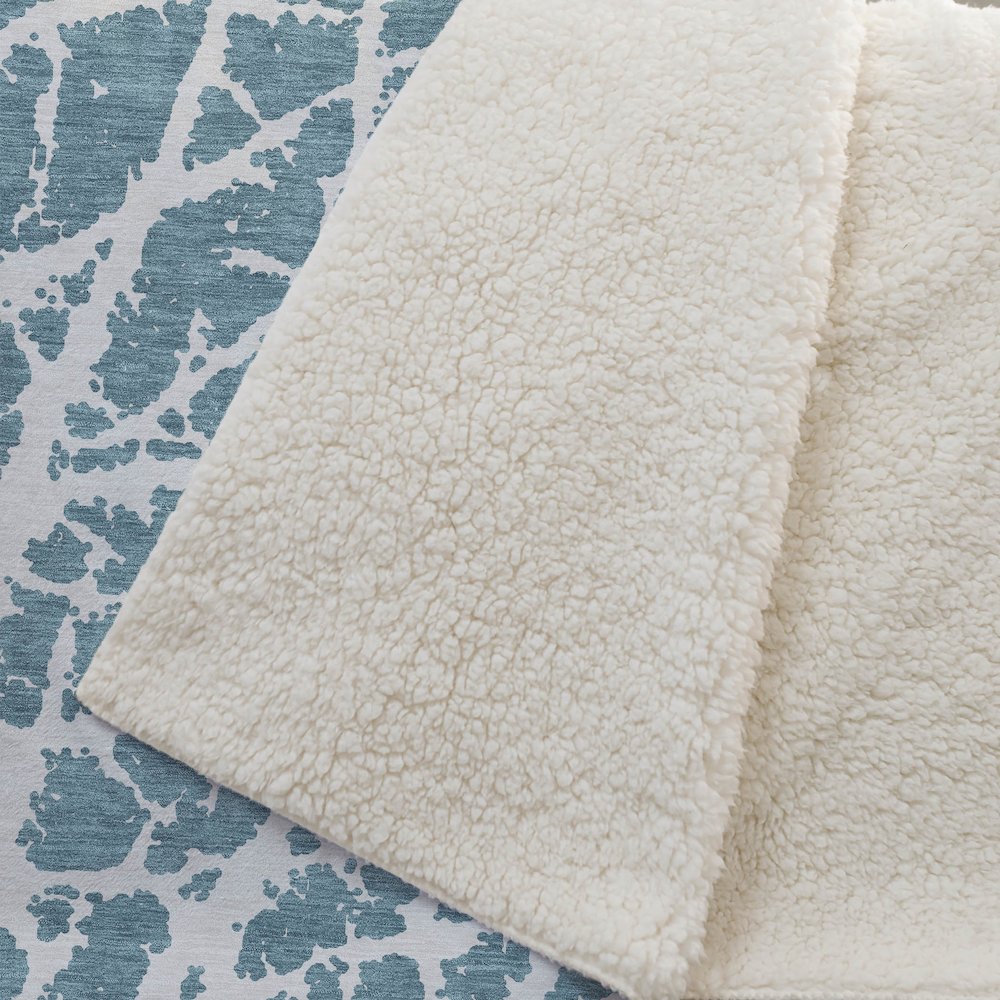 Premium Machine Washable ASB501 Teal 50" x 70" Sherpa Throw Blanket. Picture 2