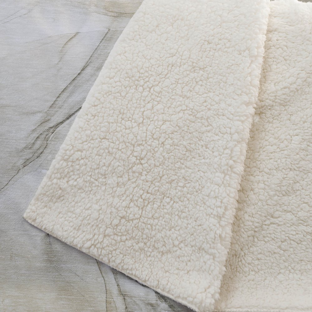 Premium Machine Washable ASB502 Beige 50" x 70" Sherpa Throw Blanket. Picture 2