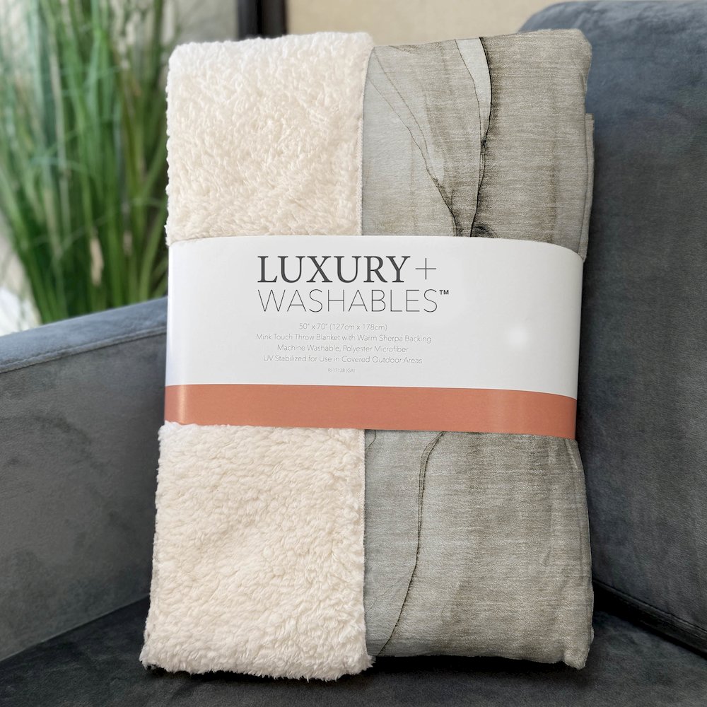 Premium Machine Washable ASB502 Beige 50" x 70" Sherpa Throw Blanket. Picture 3