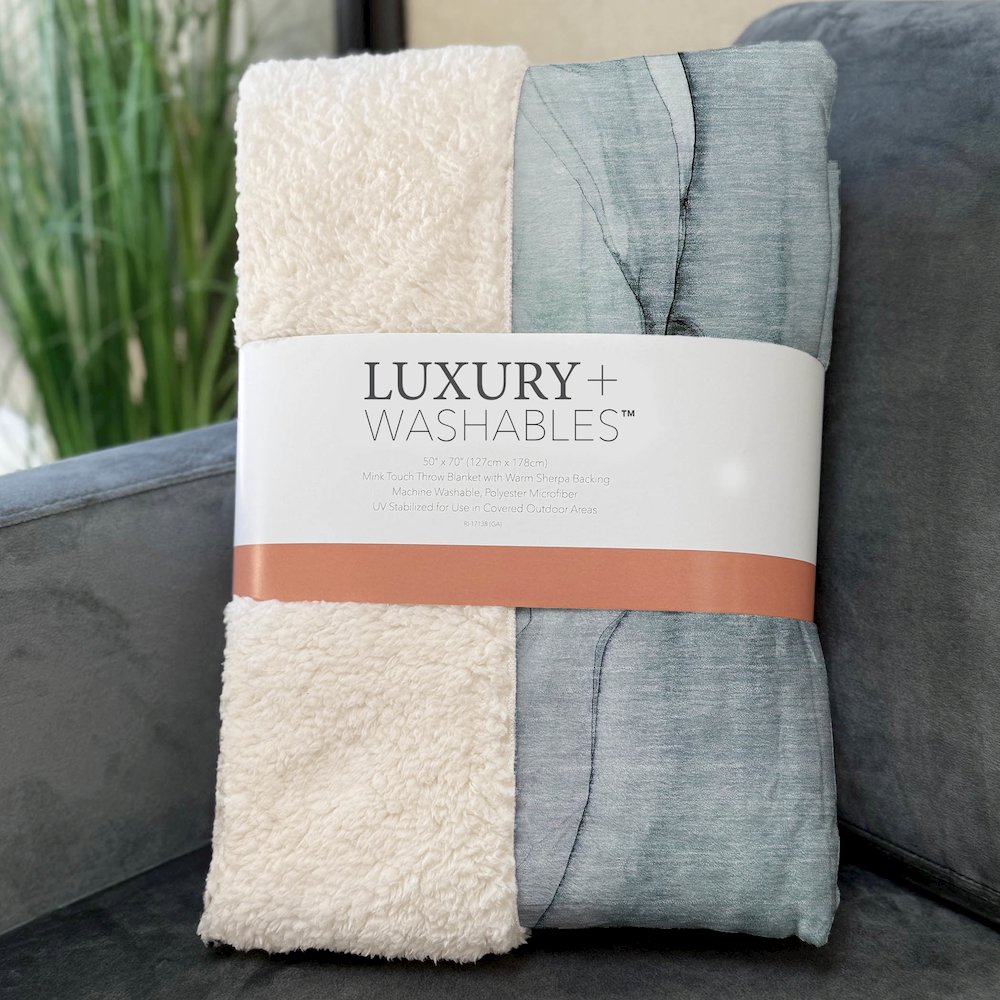 Premium Machine Washable ASB502 Blue 50" x 70" Sherpa Throw Blanket. Picture 3