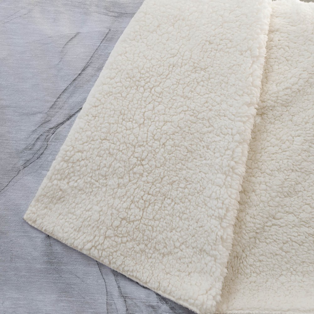 Premium Machine Washable ASB502 Gray 50" x 70" Sherpa Throw Blanket. Picture 2