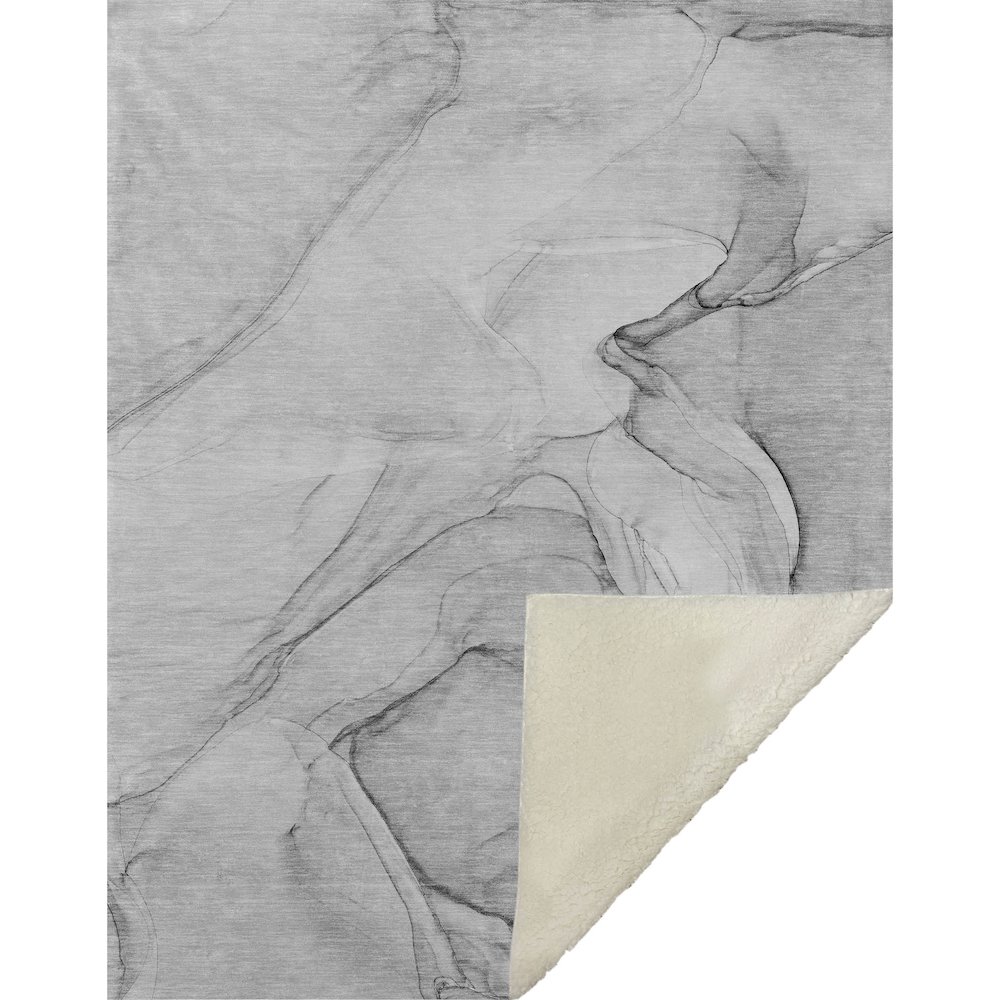 Premium Machine Washable ASB502 Gray 50" x 70" Sherpa Throw Blanket. Picture 1