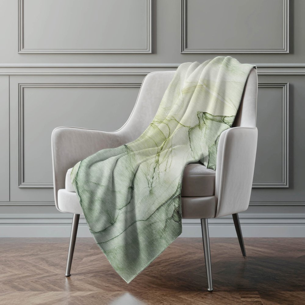 Premium Machine Washable ASB502 Green 50" x 70" Sherpa Throw Blanket. Picture 4
