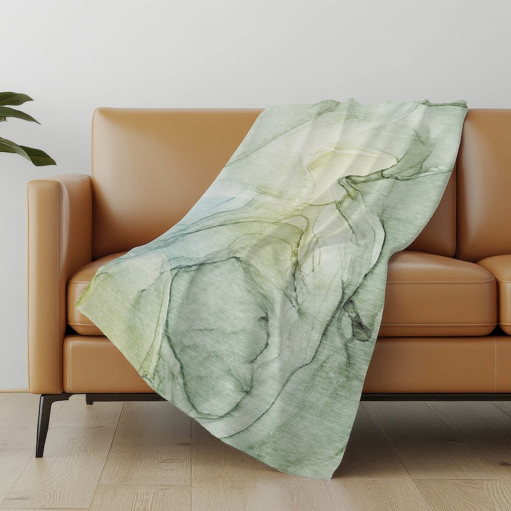 Premium Machine Washable ASB502 Green 50" x 70" Sherpa Throw Blanket. Picture 5