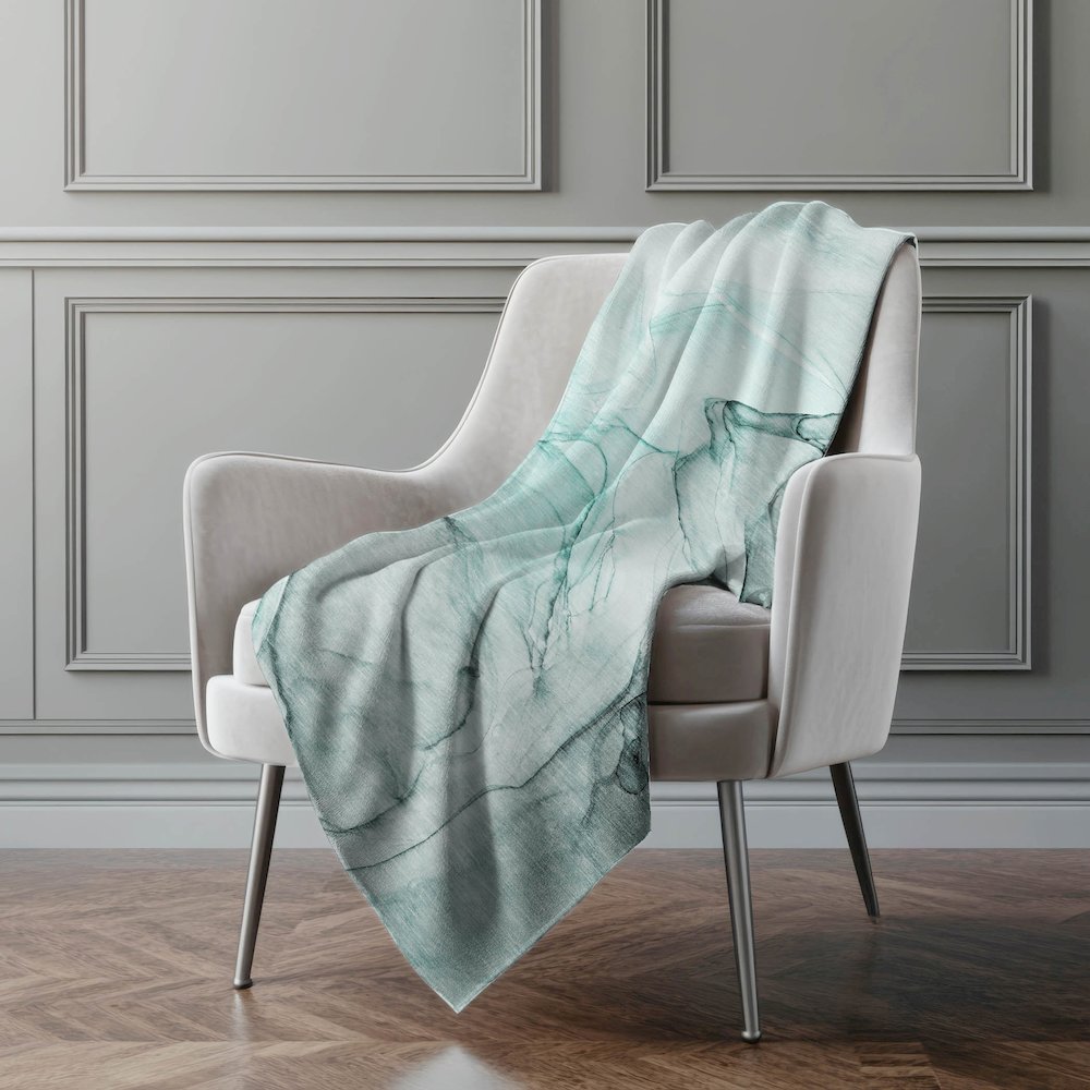 Premium Machine Washable ASB502 Teal 50" x 70" Sherpa Throw Blanket. Picture 4