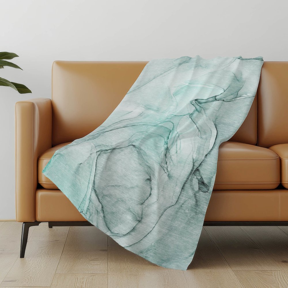 Premium Machine Washable ASB502 Teal 50" x 70" Sherpa Throw Blanket. Picture 5