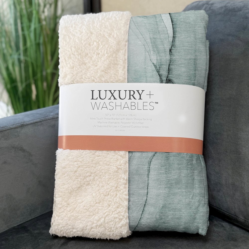 Premium Machine Washable ASB502 Teal 50" x 70" Sherpa Throw Blanket. Picture 3